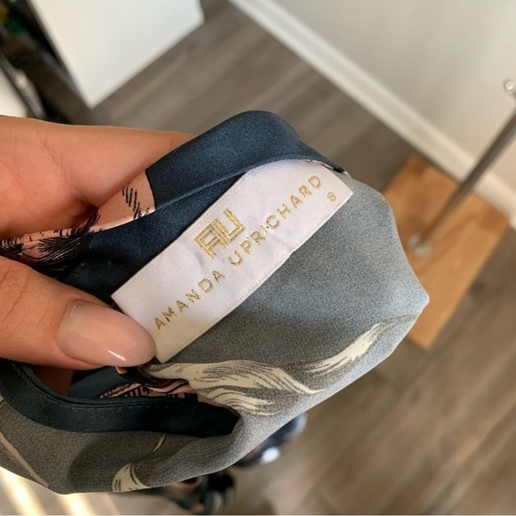 Amanda Uprichard Isla mini choker dress 100% silk blue floral size small - Picture 6 of 8